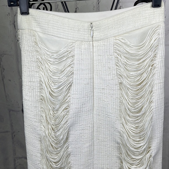 Jonathan Simkhai Midi Pencil Skirt Cream Draping String Detail Body Con Back Zip - Picture 7 of 13